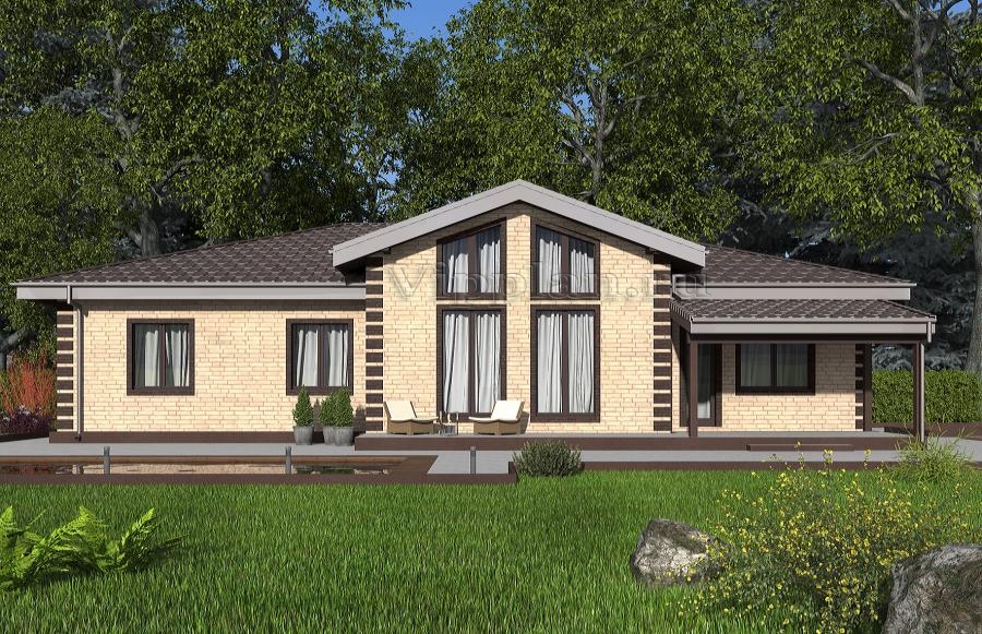 Одноэтажный с террасой, тремя спальнями и вторым светом в гостиной